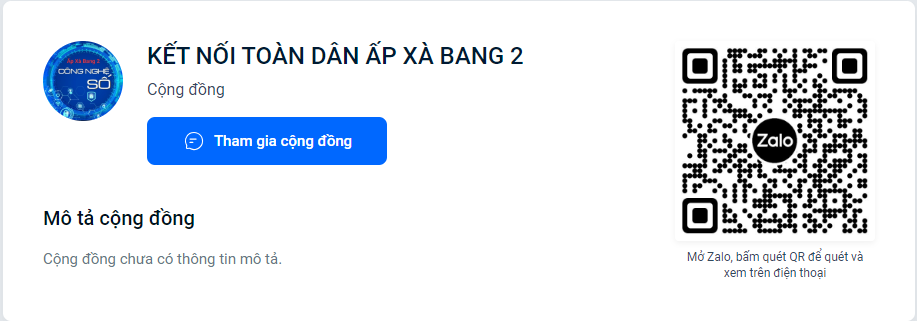 Nhóm Zalo Kết nối toàn dân ấp Xà Bang 2